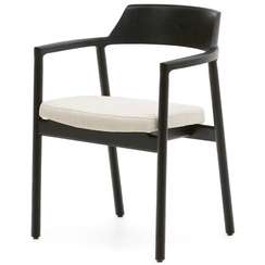 Стул Alocs из бежевой синели из массива дуба с черной отделкой FSC Mix Credit (съемный чехол)