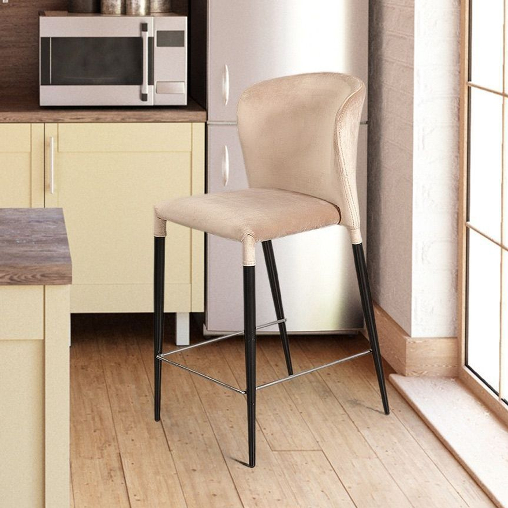 Стул полубарный Albert, бархат бежевый 5/опора конус