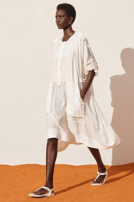 ZARA ХЛОПКОВОЕ ПЛАТЬЕ МИДИ С ДЛИННЫМИ РУКАВАМИ, СВЕТЛО-БЕЖЕВЫЙ