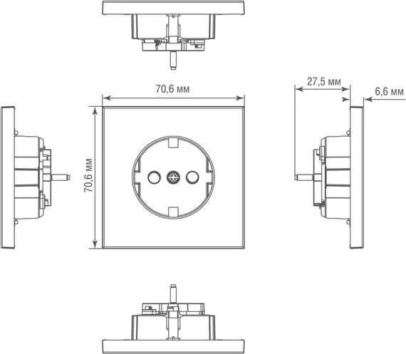 Donel R98 METAL благородная сталь накладка для розетки Schuko с заземлением, со шторками 16A 250 В~,