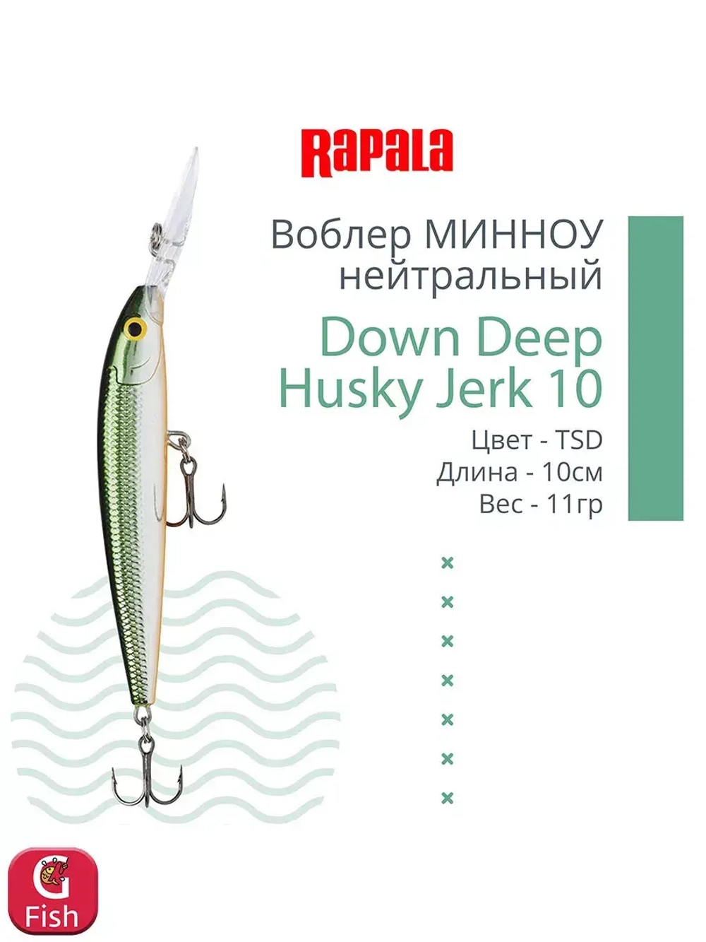 Воблер RAPALA Down Deep Husky Jerk 14, 14см, 23гр, цвет GF
