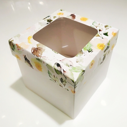 Коробка сборная 110*110*110 мм, цветная  с окном арт.ДП350 РБ