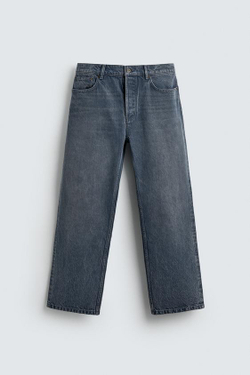 ZARA ДЖИНСЫ STRAIGHT ANKLE FIT, СЕРО-СИНИЙ