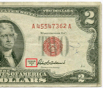 Банкнота США 2 доллара 1953A A 45547362 A. VG (надпись)
