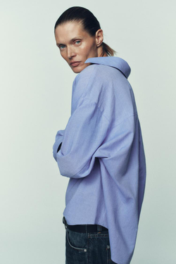 РУБАШКА ОВЕРСАЙЗ ОКСФОРД, СИНИЙ