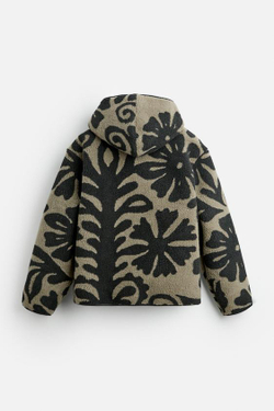 ZARA X NANUSHKA ЖАККАРДОВАЯ КУРТКА ИЗ ИСКУССТВЕННОЙ ШЕРСТИ, ЗЕЛЕНЫЙ