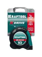 Рулетка 10 м х 25 мм строительная KRAFTOOL X-Drive, ударостойкий обрезиненный корпус.