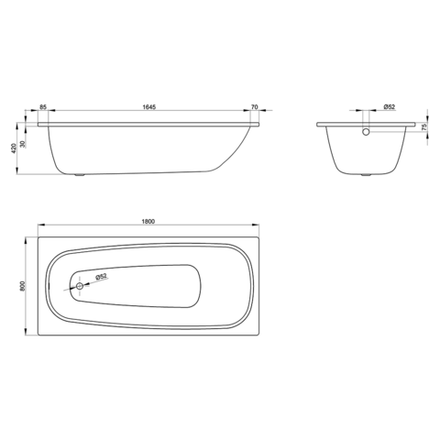 Ванна стальная Bette BetteForm 180x80 в комплекте с шумоизоляцией, белая 3800-000 AD