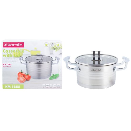 Кастрюля 3,1 л. из нержавеющей стали Kamille KM 5855 с крышкой
