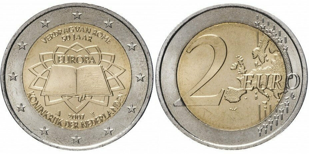 Нидерланды 2 евро 2007 50 лет подписания Римского договора XF