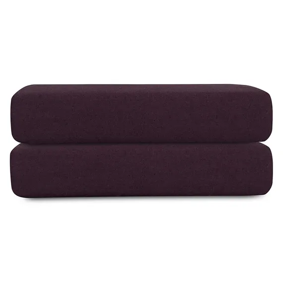 Простыня на резинке из стираного перкаля сливового цвета из коллекции essential, 180х200х30 см