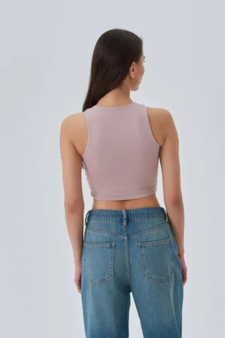 Кроп майка из хлопка цвета какао