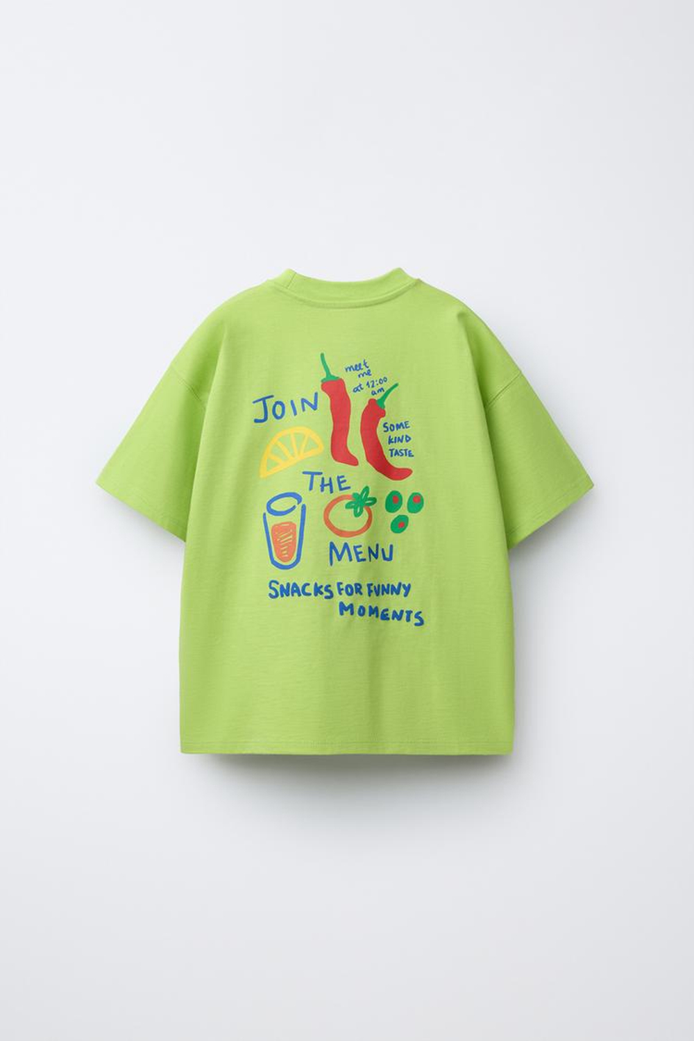 ZARA ФУТБОЛКА С ПРИНТОМ, ЛАЙМОВЫЙ