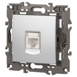 14-3107-03 ЭРА Розетка RJ45, IP20, алюминий | Elegance Алюминий