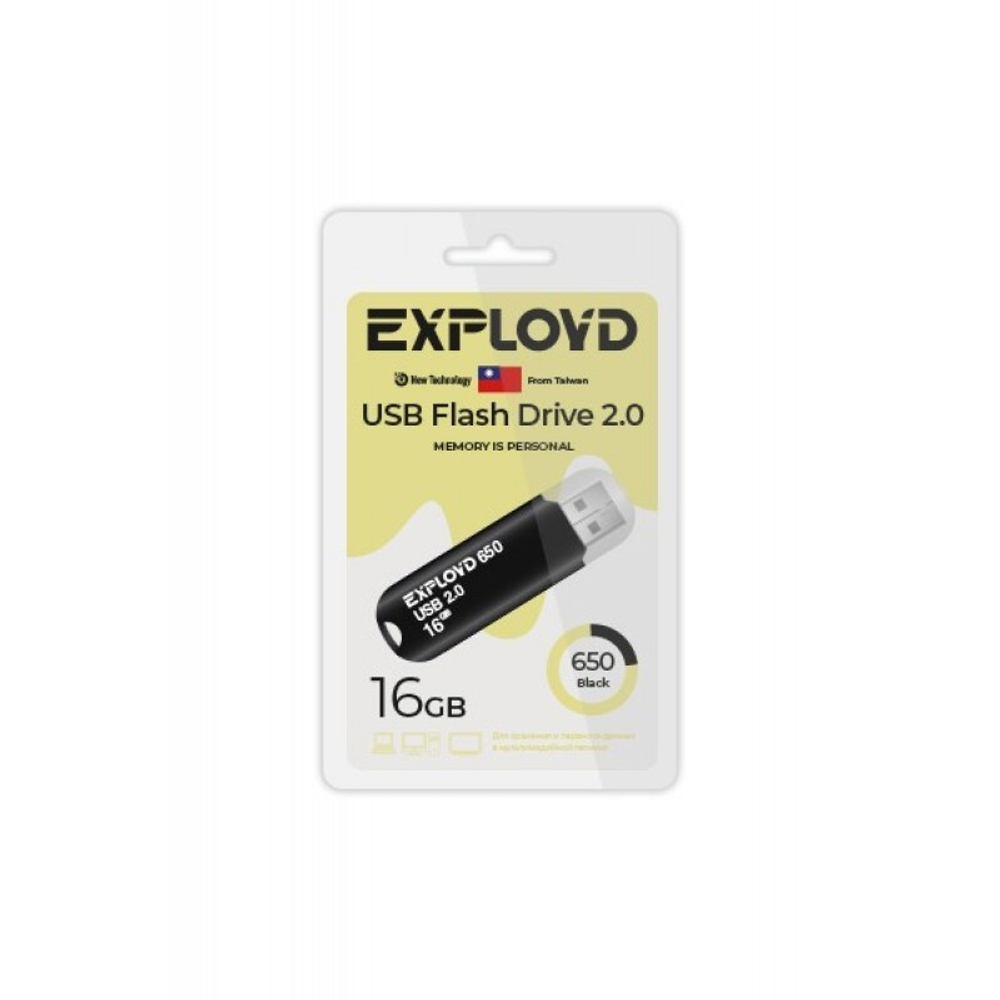 USB Флешка 16GB Exployd 650, USB 2.0, черная