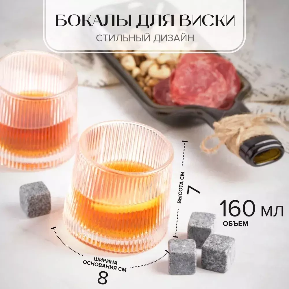 Набор «глубокая тарелка и 2 бокала для виски»