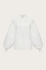 Блуза из молочного хлопка с авторским шитьем