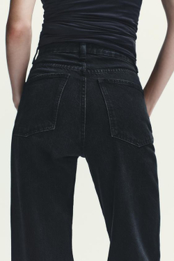 ZARA ДЖИНСЫ TRF WIDE LEG С ВЫСОКОЙ ПОСАДКОЙ, ЧЕРНЫЙ