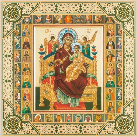 Икона БМ "Всецарица" Собор Богородицы, рама 28х28, в коробке