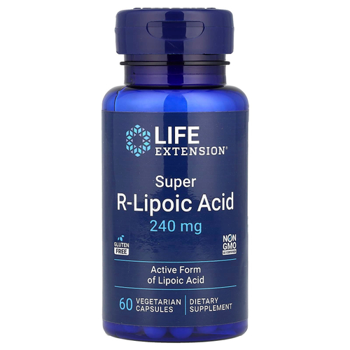 Life Extension, супер R-липоевая кислота, 240 мг, 60 вегетарианских капсул