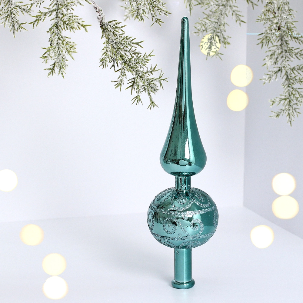 Верхушка на ёлку 23 см «Волшебный узор», Темный нефрит