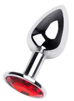 Анальная пробка ToyFa Metal с красным кристаллом, маленькая