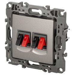 Розетка ЭРА Серия 12 12-3112-16 аудио двойная титан | ЭРА 12 Титан