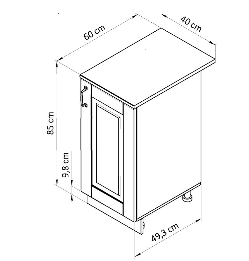 Кухонный модуль 40х60х85, Стокгольм Светлый, напольный, массив сосны, белый, Dipriz