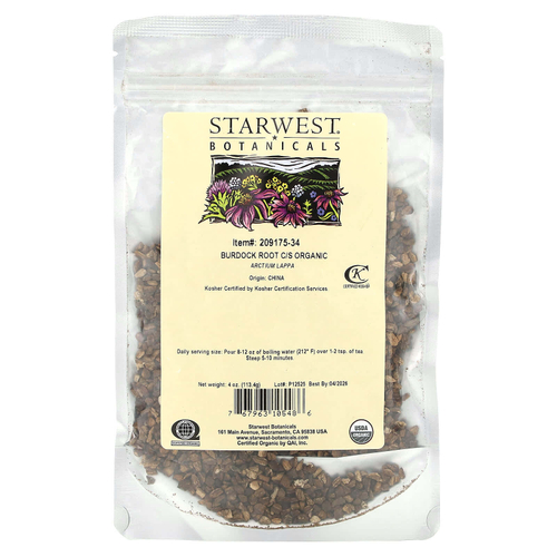 Starwest Botanicals, Корень лопуха, органический C / S, 113,4 г (4 унции)