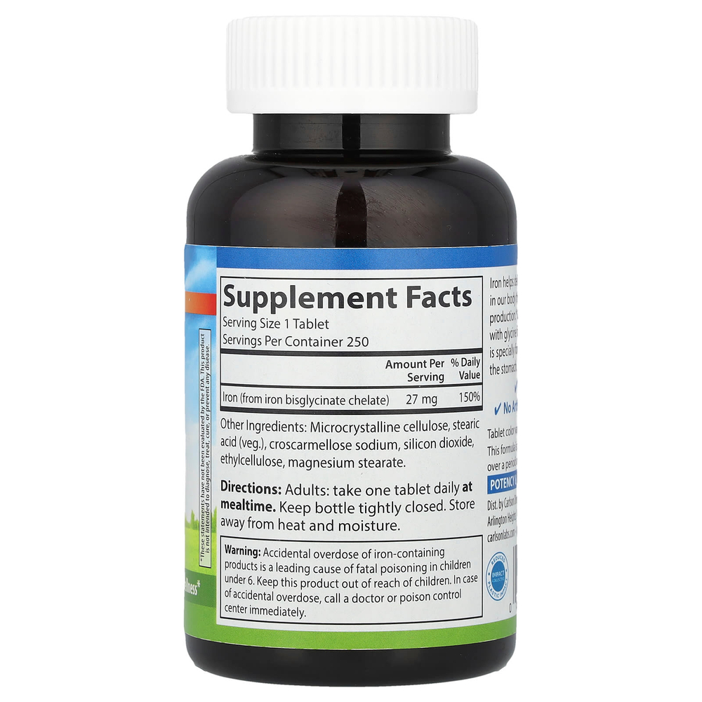 Carlson, Хелатированное железо, 250 таблеток
