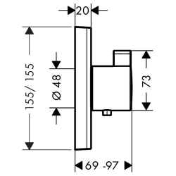 Смеситель встроенный термостат Hansgrohe ShowerSelect Highflow 15760000 схема