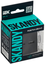 SKANDY Розетка USB A+C 18Вт SK-R13G графит IEK