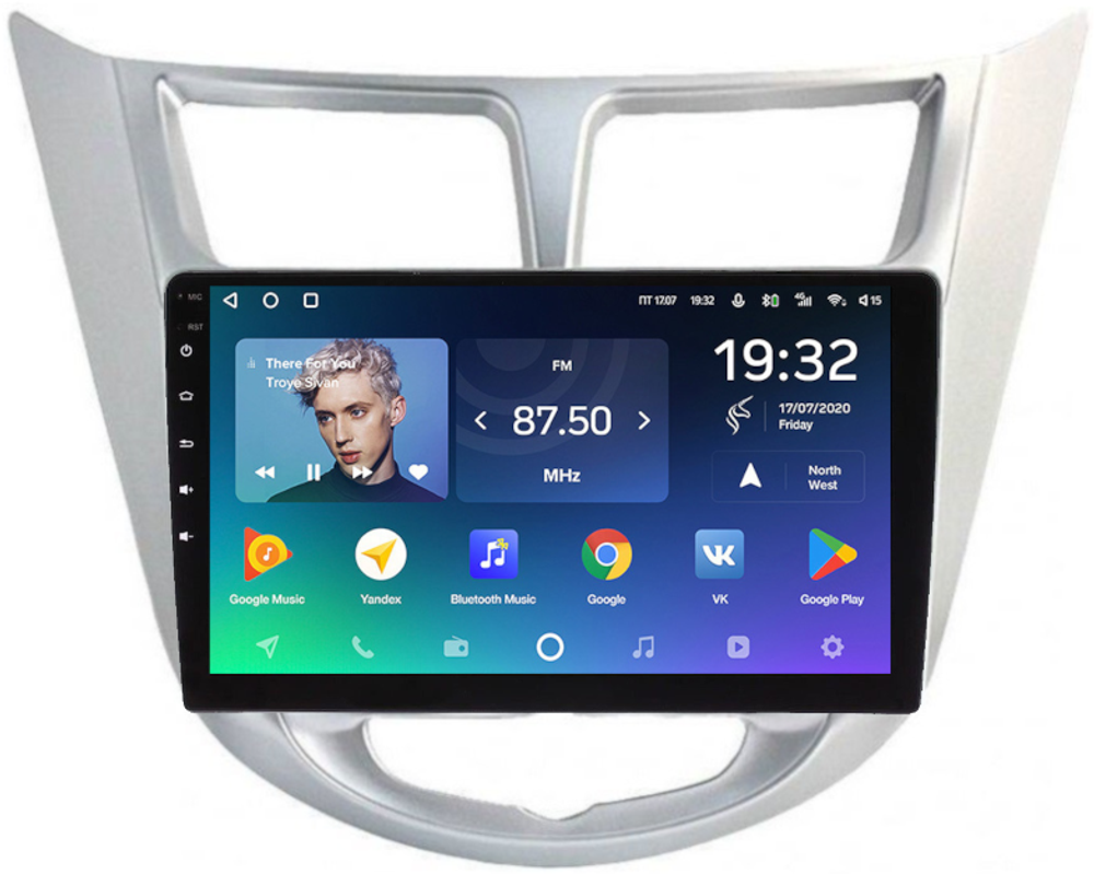 Магнитола для Hyundai Solaris 1 2010-2016 (рамка серебро) - Teyes SPRO+ на Android 10, ТОП процессор, 4Гб+32Гб, 4G SIM-слот