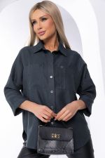 Рубашка из микровельвета (темно-серая) Б8276 LT Collection (Акция)