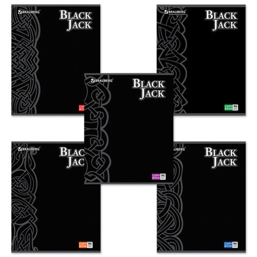 Тетрадь А5, 96 л., BRAUBERG, клетка, выборочный лак, БЛЭК ДЖЭК, 401848, 5шт