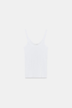 ZARA МАЙКА В РУБЧИК, БЕЛЫЙ