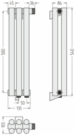 Сунержа Эстет-11 EU50 500х135 3 секции