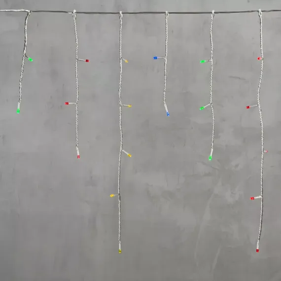 Светодиодная бахрома 3*0.5 м., 3 батарейки типа D 4.5V, 100 разноцветных LED ламп , прозрачный силикон, LTC (ECC100-10-8M)