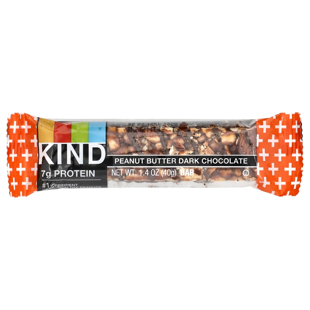 KIND Bars, Kind Plus, батончик из темного шоколада с арахисовой пастой, 12 батончиков по 40 г (1,4 унции)