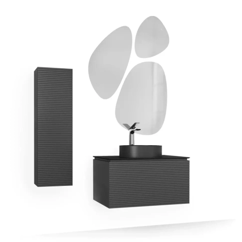 Тумба с раковиной Jorno Stone 80 см Stn.01.80/P/A/JR антрацит