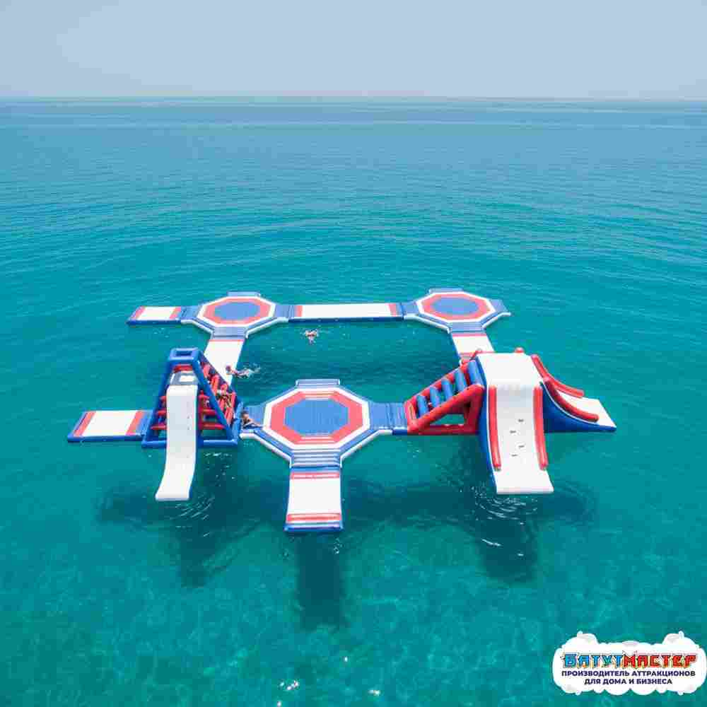 Коммерческий надувной аквапарк на воде «Гидро модуль» 24×21×5 м