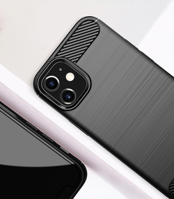 Чехол защитный черного цвета на IPhone 12 mini, серия Carbon от Caseport