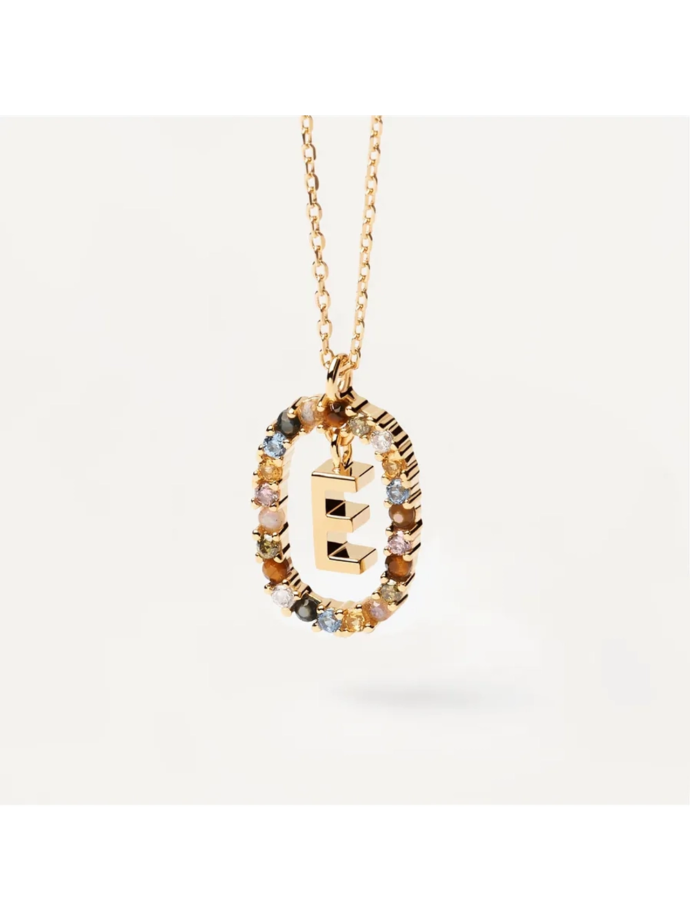 Колье Буква E серебро 925 пробы покрытое золотом