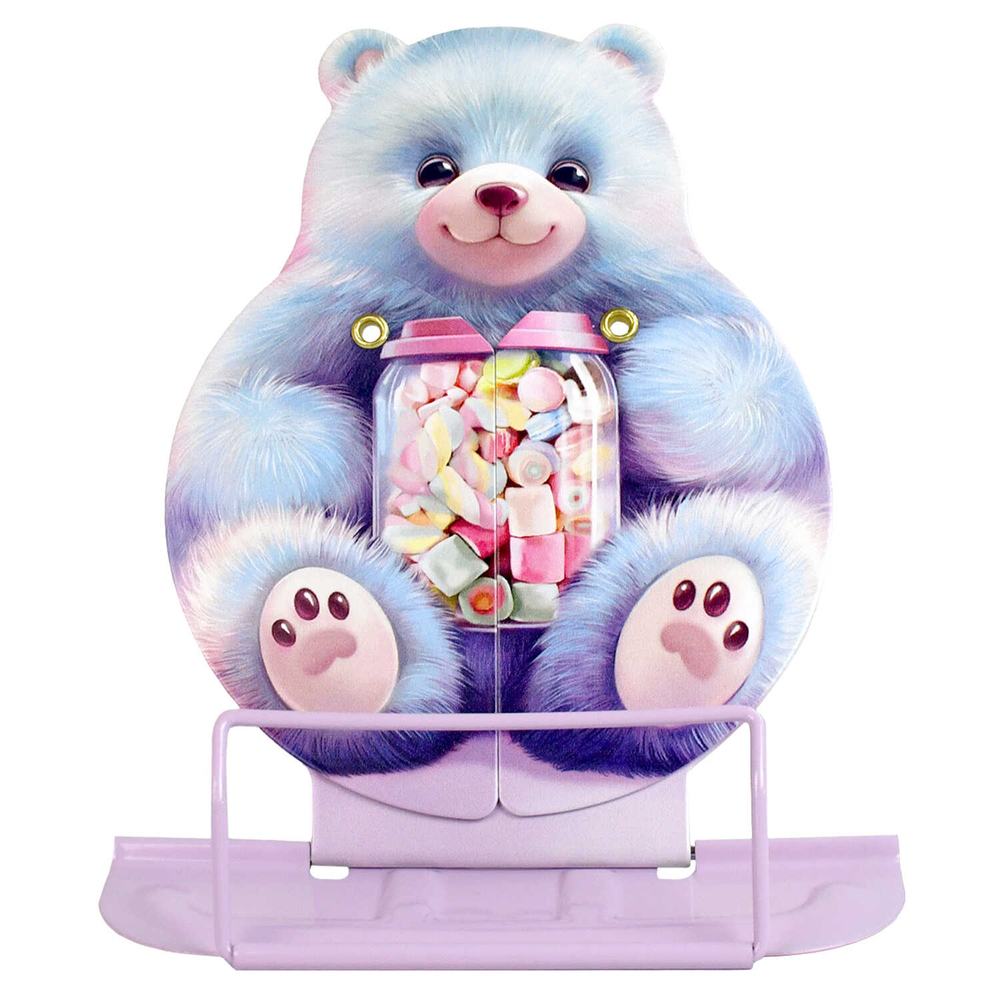 Подставка для книг и учебников, 14(+12,5)×18,8×15,7 см, окрашенный чёрный металл, УФ-печать