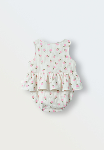 1512-111 Боди-платье из муслина (цветочки)