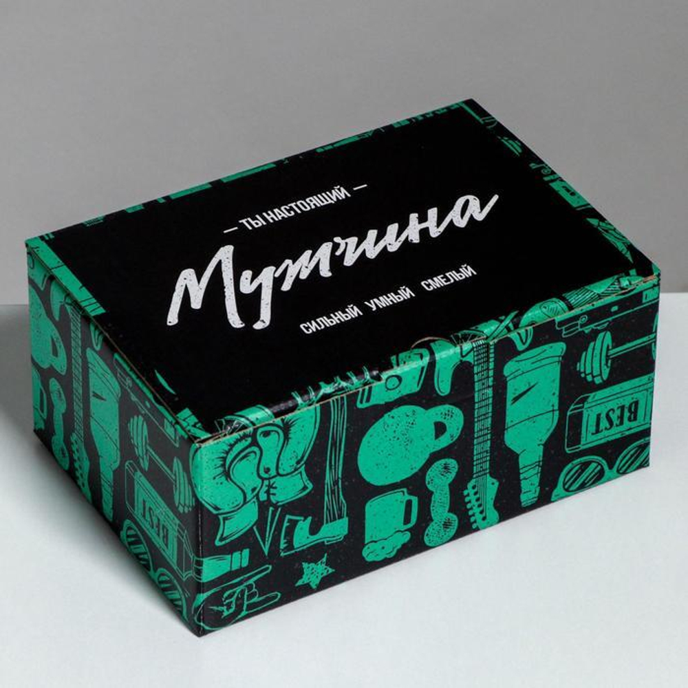 Коробка‒пенал, упаковка подарочная, «Лучшему мужчине», 22 х 15 х 10 см.