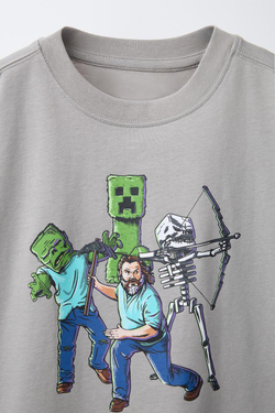 ZARA ФУТБОЛКА С ПРИНТОМ MINECRAFT © MOJANG AB. ™, АНТРАЦИТОВО-СЕРЫЙ