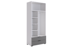 Шкаф двухдверный "Зефир" 120.01,(Белое дерево/Серый (эмаль), 800*422*1900