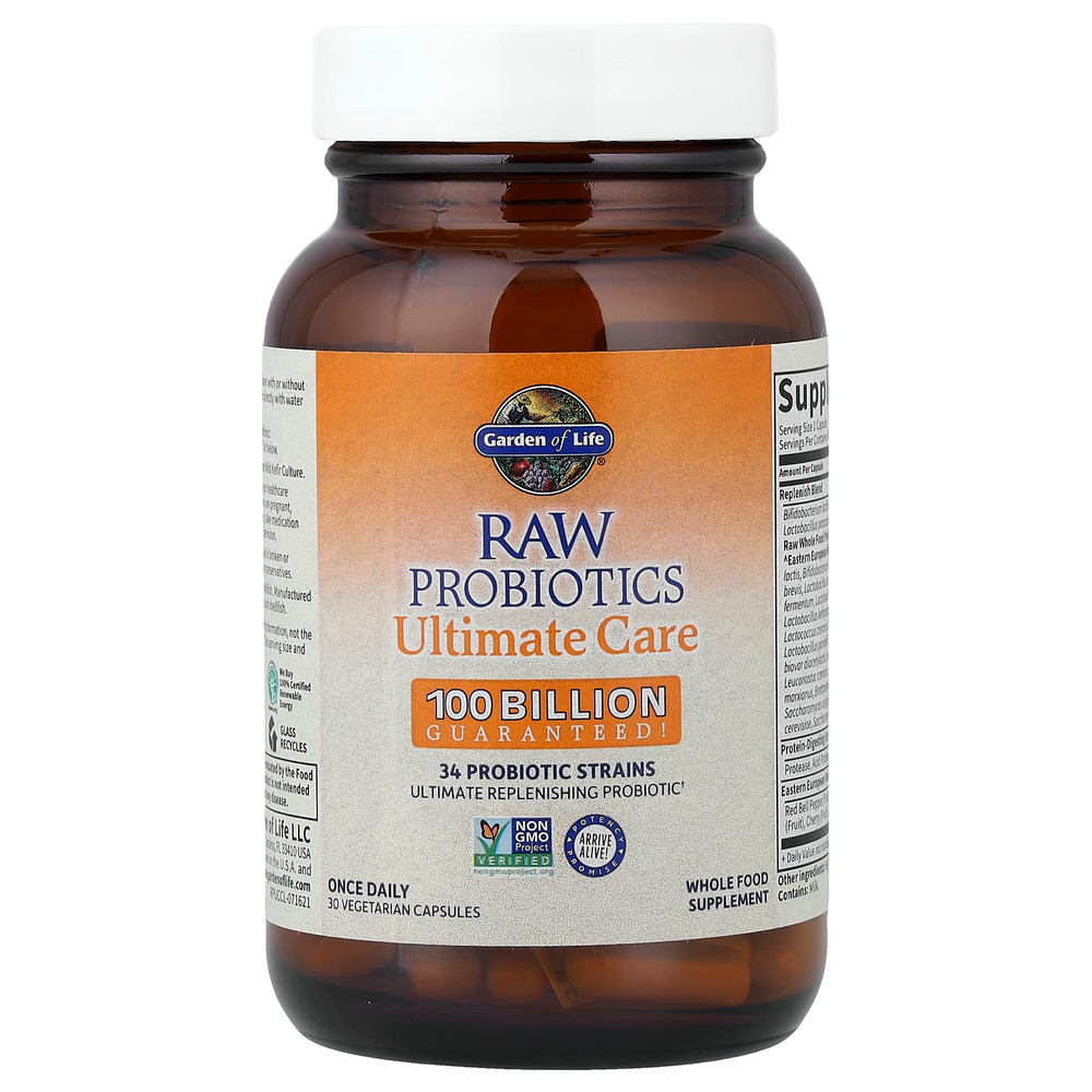 Garden of Life, RAW Probiotics Ultimate Care, 30 вегетарианских капсул