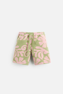 ZARA X NANUSHKA ЖАККАРДОВЫЕ БЕРМУДЫ ИЗ ИСКУССТВЕННОЙ ШЕРСТИ, РОЗОВЫЙ